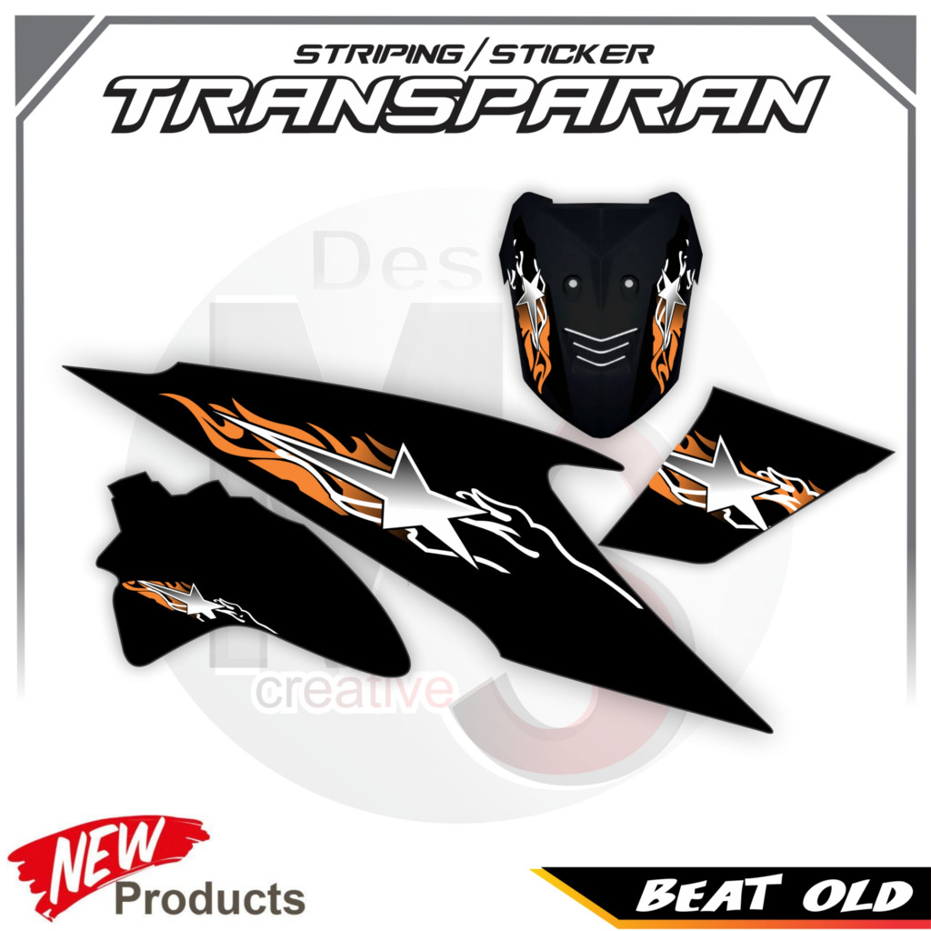 STRIPING VARIASI TANSPARAN HONDA BEAT KARBU/OLD STICKER CUSTOM RACING SIMPEL RACING MURAH M10 POLET