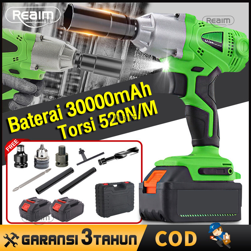 Reaim Cordless Impact Wrench 520N/M impact baterai Mesin Bor bor impact baterai impact wrench batera