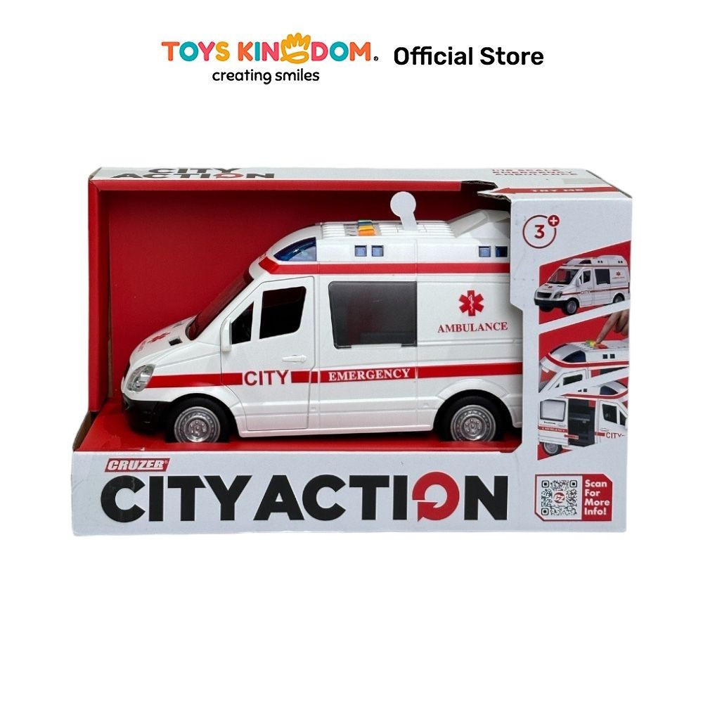 TOFA.ID Toys Kingdom Cruzer 1:16 City Action Friction Emergency Ambulance Toys Kids Toy Mainan Anak 