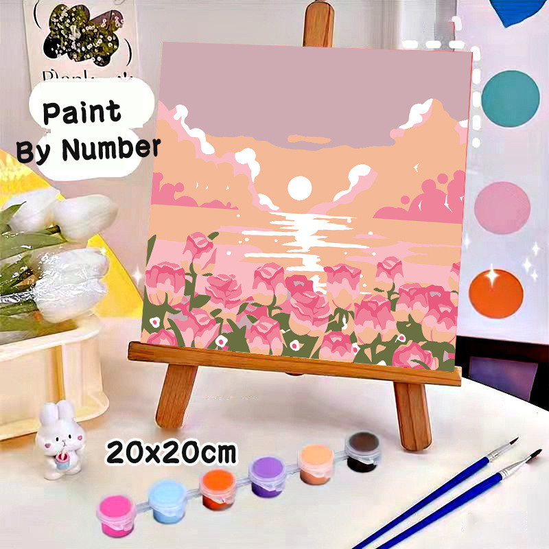 

High Tune Paint By Number 20x20CM Nature Series DIY Lukisan Kanvas Canvas Paint Digital Aesthetic Kanvas Lukis Painting-Alat Lukis Lengkap 1 Paket
