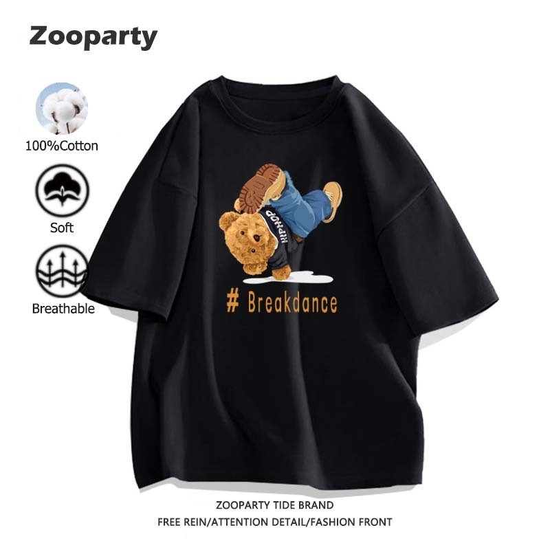 baju kaos pria​ Teddy Bear Keren abis Streetwear ala Amerika kaos katun Bahan adem & nyaman Nyaman d