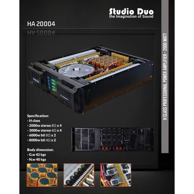 Power Amplifer Power Soundstandard HA20004 Class H Power 4 Channel Soundstandard HA 20004