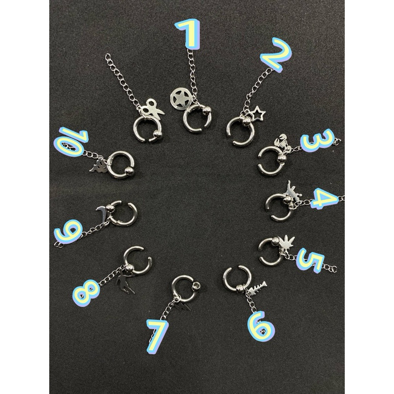 ANTING TITANIUM HOOP MODEL KOREA RANTAI JEPIT TANPA  TINDIK PRIA WANITA harga 1biji/1kuping