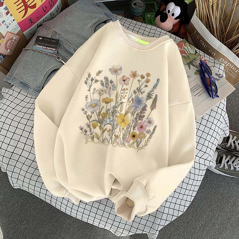 Forteid Sweater Lengan Panjang Oversized Street Style Korean Style/Switer Wanita Oversize Kaos Motif