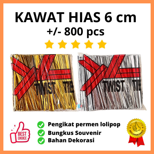

Kawat Ikat Souvenir 6 cm Twist Tie Tali Ikat Pita Hias Kawat Emas Sovenir
