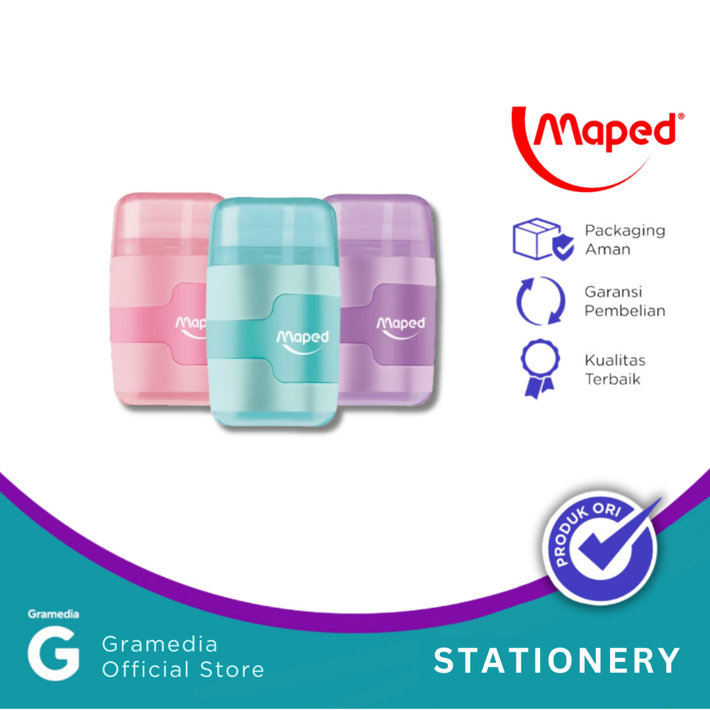 

Rautan & Penghapus Maped Sharpener Eraser Connect With Two Holes Pastel