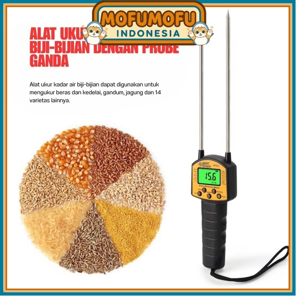 Grain Moisture Meter Pengukur Alat Kadar Air Digital Biji Jagung Beras Padi Ukur Tester Kelembaban