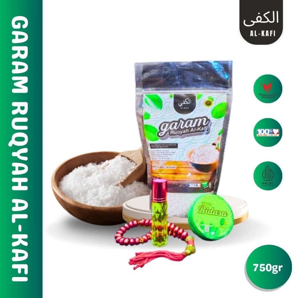 

Al-Kafi Garam Ruqyah Asli, Bonus Parfum Kasturi, Tasbih, Sabun Bidara | Membuang Aura Negatif