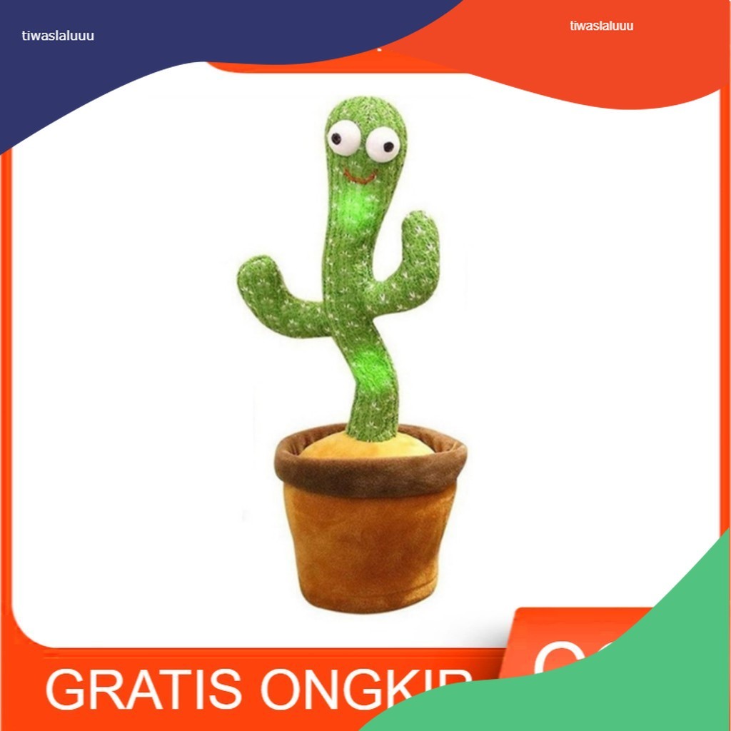 Mainan Anak KAKTUS HIJAU Kaktus Dancing Kaktus Joget Kaktus Goyang Bicara Cactus Boneka Kaktus Bicar