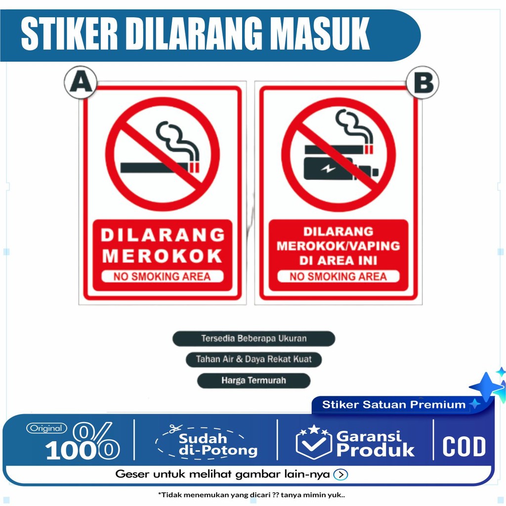 

Stiker dilarang merokok / Stiker No Smoking Area / Stiker Dilarang Vape / Stiker No Vaping Area / Stiker Vaping / Stiker Smoking Sticker Dilarang Merokok / Stiker Dilarang Merokok / Sticker No Smoking multi Sticker