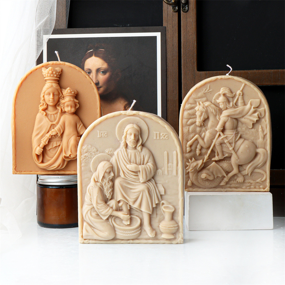 

Religious Candle Mold Silicone-Virgin Mary & Jesus,Holy Warriors Scent Candle Mold DIY Statue Resin,Plaster Crafts Home Decor