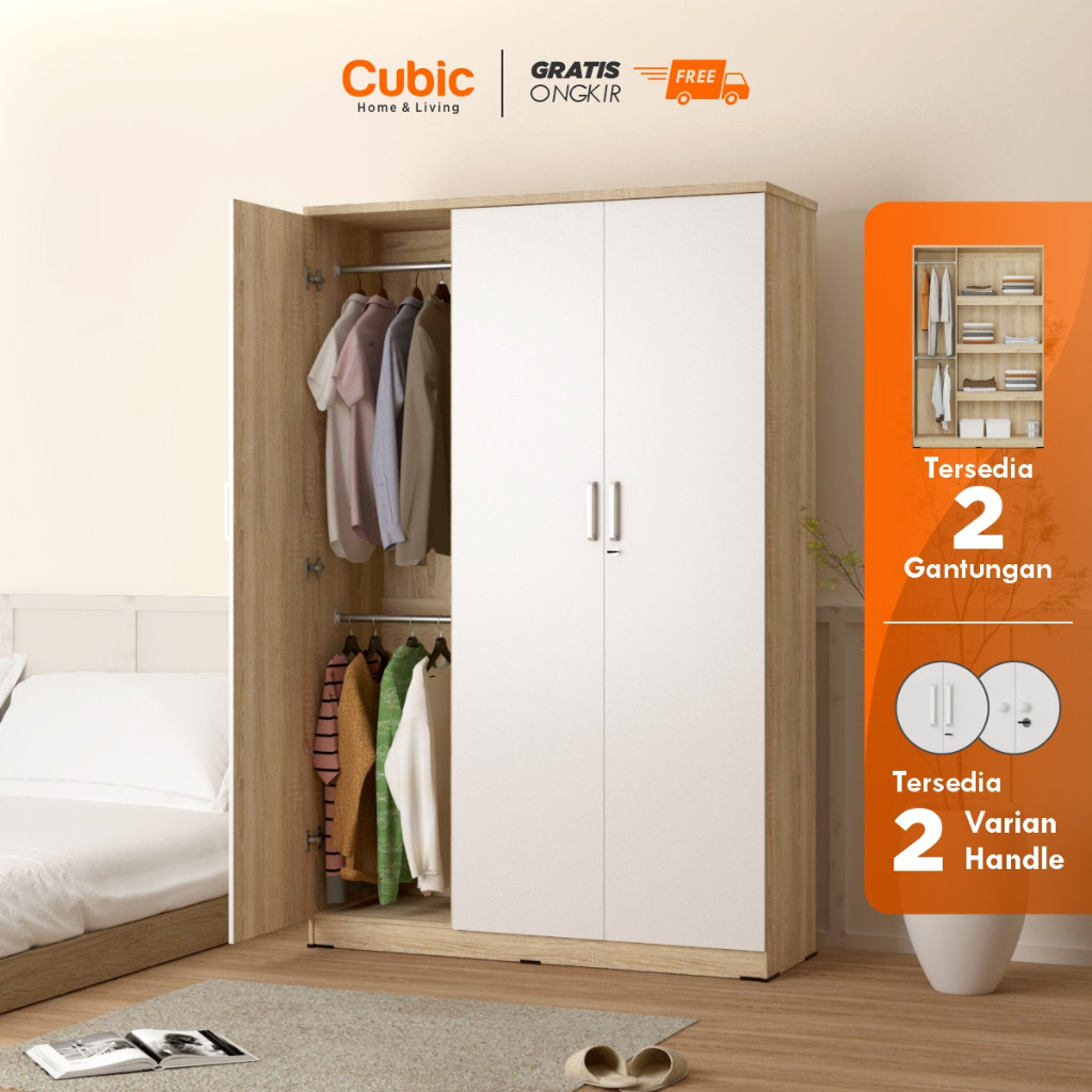 Promo Cubic Lemari Pakaian Minimalis / Wardrobe Baju 3 Pintu / LUNA LP 3P