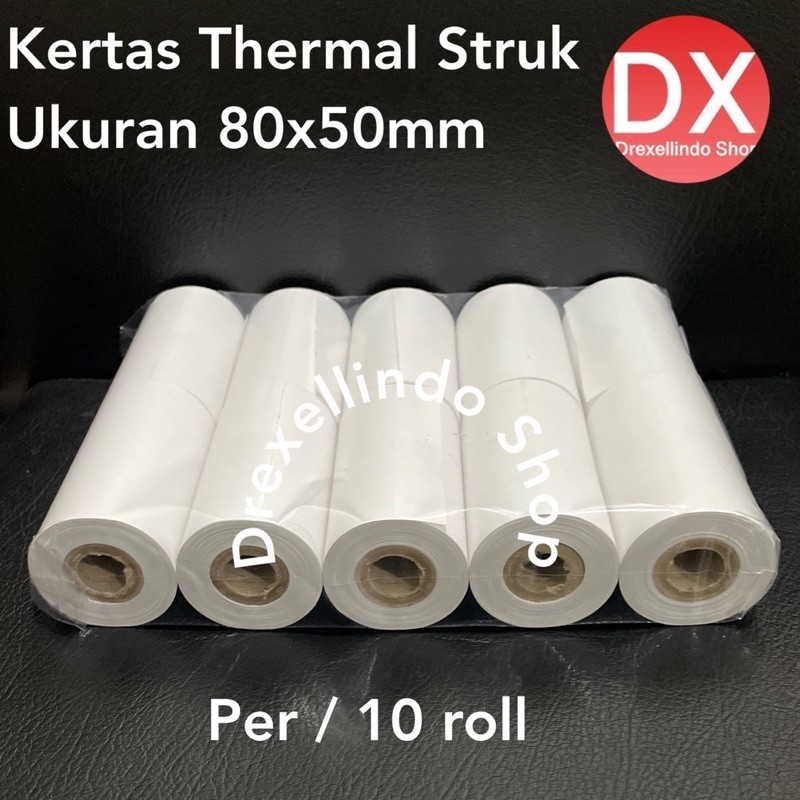 

Kertas Thermal Struk Kasir Ukuran 80x50mm / 80x50 paper struk per 10 roll