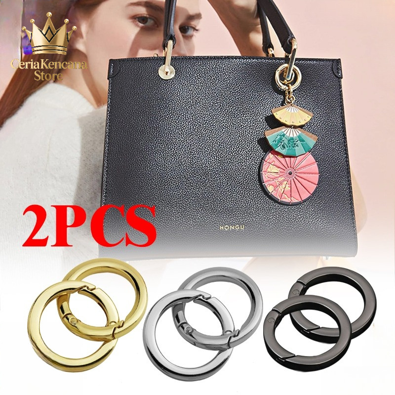 set pengait tas ring o besi tebal 25mm x2, kaitan tali tas premium untuk wanita, pria, dan anak-anak