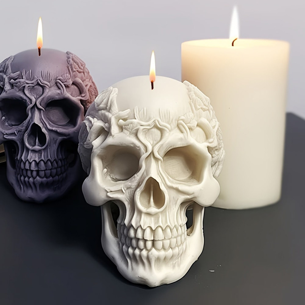 

Halloween Rose Skull Aromatherapy Candle Silicone Mold 3D Skull Epoxy Resin Candle Mold Handmade DYIDIY Decoration