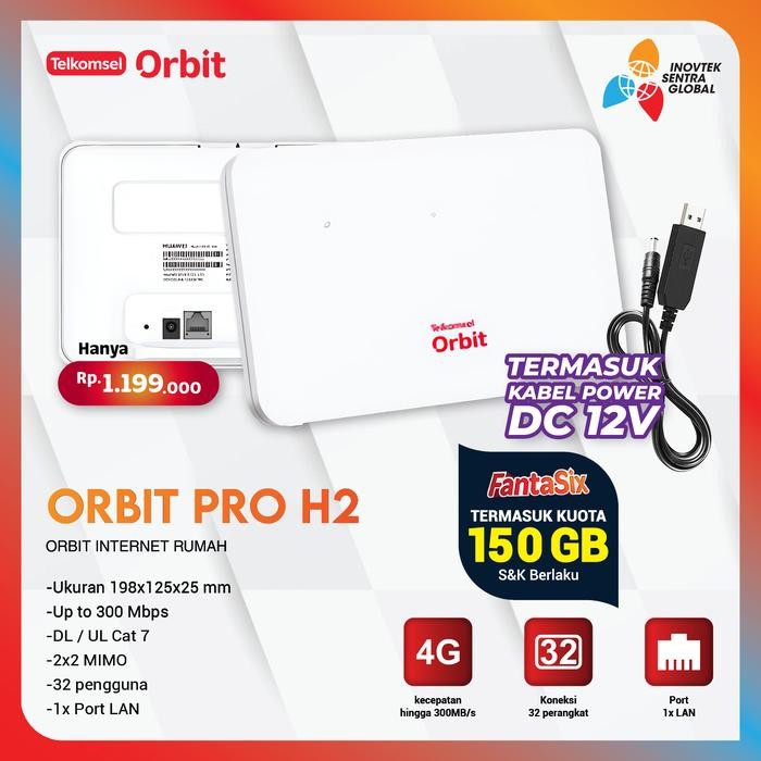 Telkomsel Orbit Pro H2 Huawei B530 Home Router Modem Wifi 4G Free Data - Orbit PRO H2