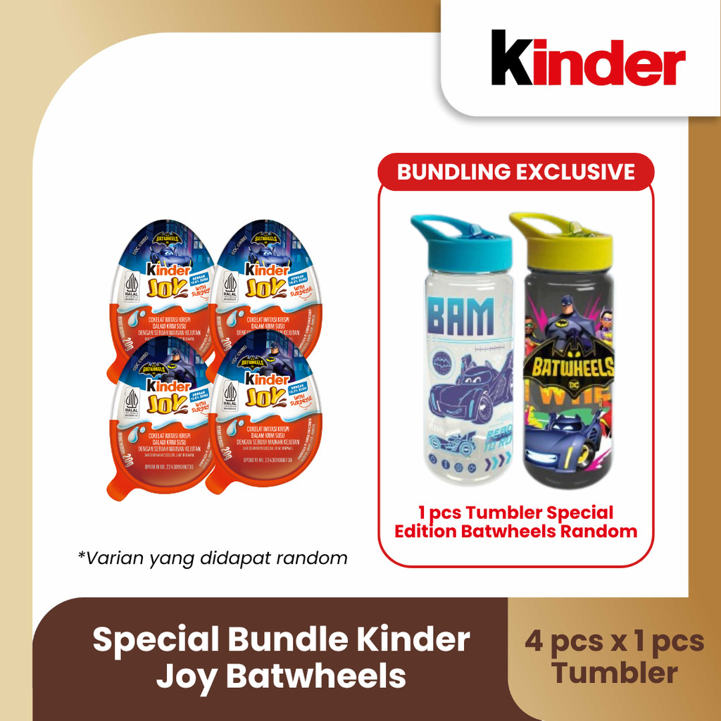 

candygurll Special Bundle Kinder Joy Batwheels 20gr - Isi 4 Pcs Get Tumbler Special Edition