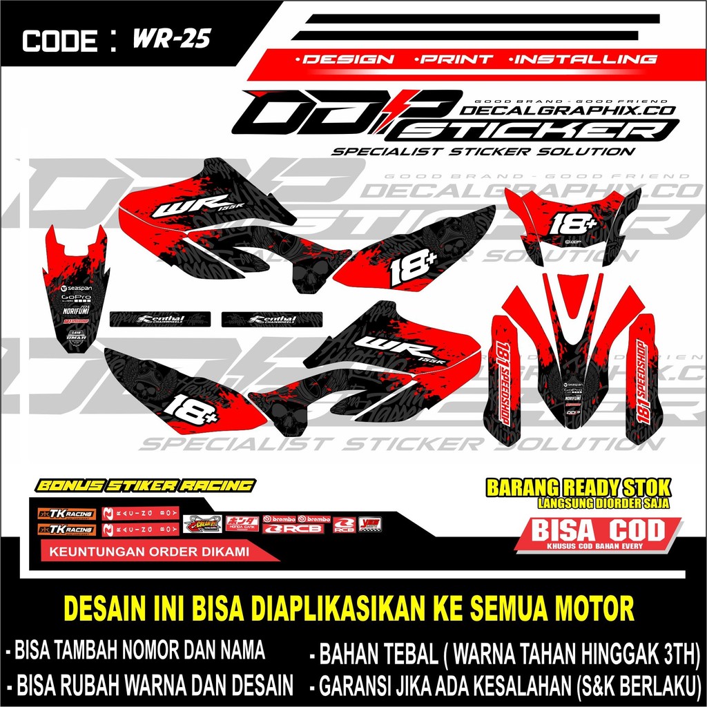 DECAL SUPERMOTO YAMAHA WR 155-Decal Sticker Fullbody SUPERMOTO WR 155 New Design-25