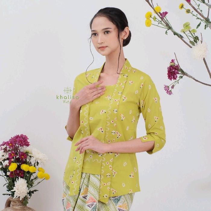 

Kebaya Kutu Baru Modern Batik Jumputan Kinasih Lime By Khalisa Batik - Xs