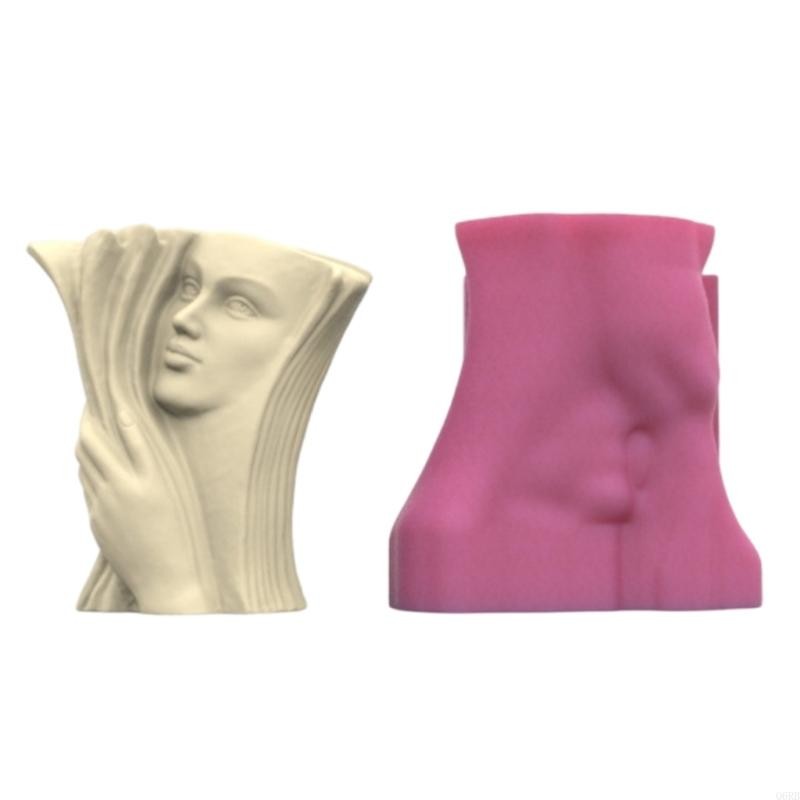 

Q6RB Elegant Face Book Sturdy Silicone Mould Portable for Resin and Clay Creative Flower Pots Pen Holder Cast Craft Supplies