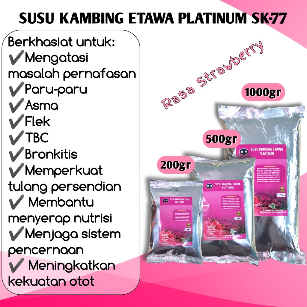 

SUSU KAMBING ETAWA SK77 PLATINUM 1000GR RASA STROBERI