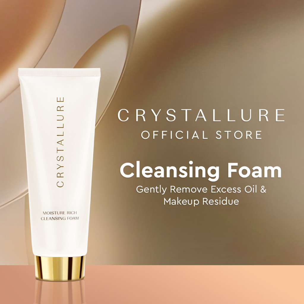 Crystallure Moisture Rich Cleansing Foam 100ml - Facial Wash Pembersih Wajah Anti Aging untuk Perawa