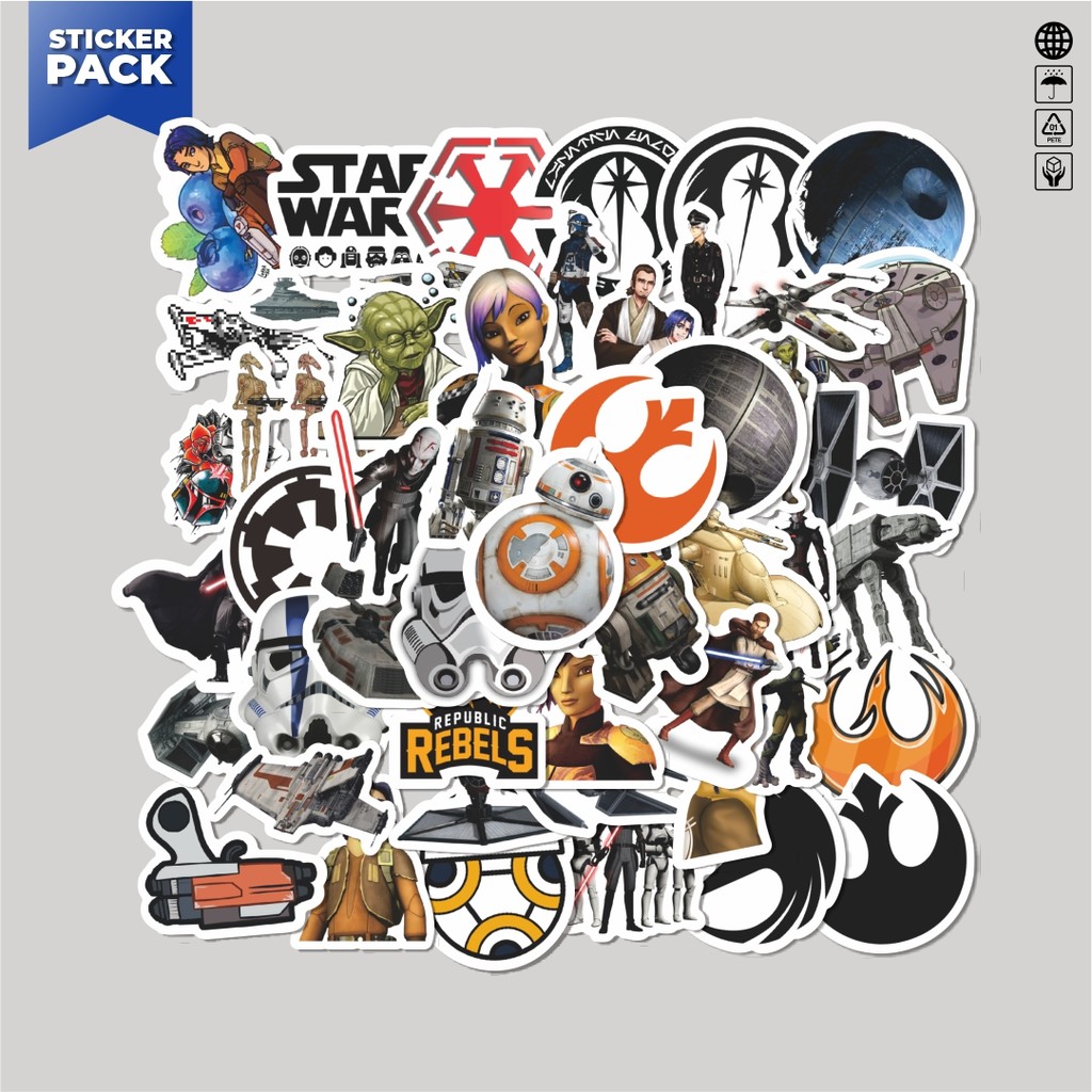 

[100PCS]Stiker Pack Stiker Kartun Star Wars Rebels Aesthetic Vinyl Anti Air Dekorasi Sticker Laptop Buku Journal Koper Helm Casing HP Gitar Helm Skateboard