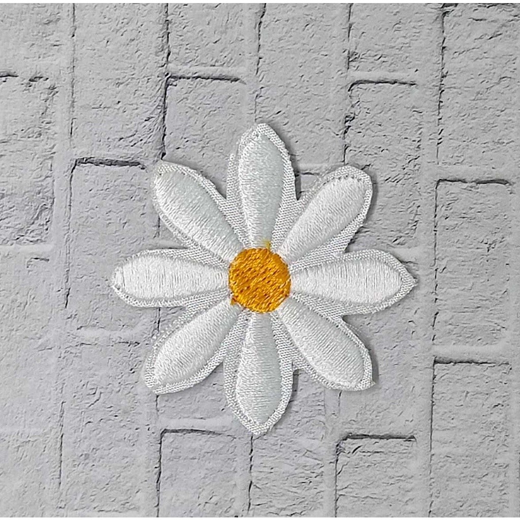 PATCH BORDIR BUNGA DAISY PUTIH BORDIR KLATEN