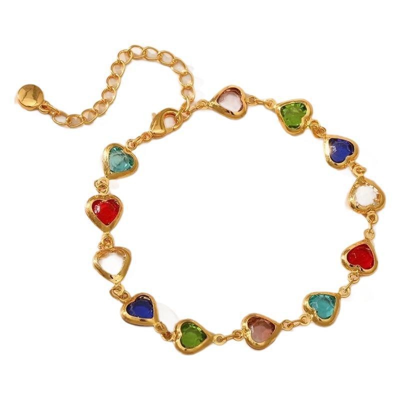 Baru ins wind love siswa gelang campuran warna setan mata persik hati gelang buatan tangan DIY gelan