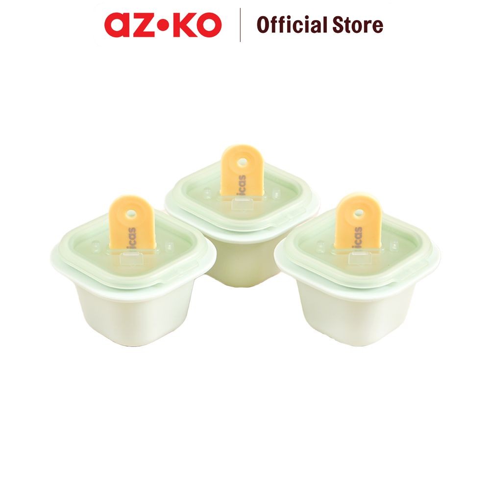 AZKO Picas Set 3 Pcs Cetakan Es - Hijau Pencetak Es Krim Food Grade Cetakan Popsicle Pop Ice Mould P