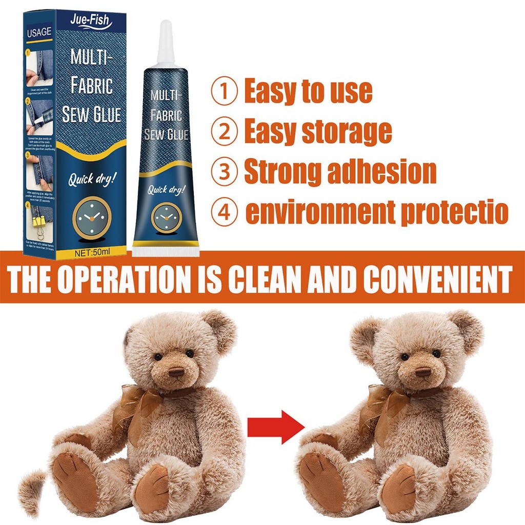

Lem Kain Tanpa Jahit Tahan Air 50ML Mulit Fabric Sew Glue Lem Kain Super Kuat Permanen Untuk Jeans Pakaian Tas Kain Sepatu Kain