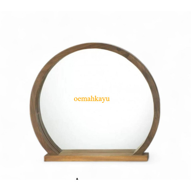 Cermin Bulat kamar mandi Kayu Jati perhutani Cermin Kayu Jati Minimalis Hiasan Dinding Aesthetic