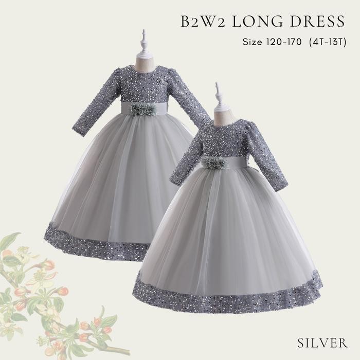 [BrandedBaby] 5T-13T Long Dress Pesta Anak Perempuan Premium Sequin Tutu / Dress Pesta Gamis Pesta A