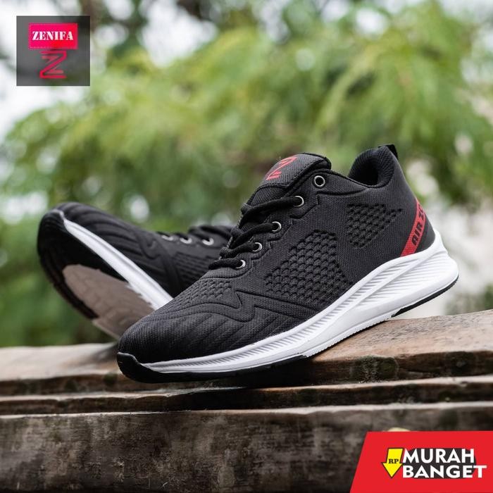Reebok Clasic Sepatu Sneakers Sport Kets Running Jogging Pria Wanita - Hitam Merah, 38
