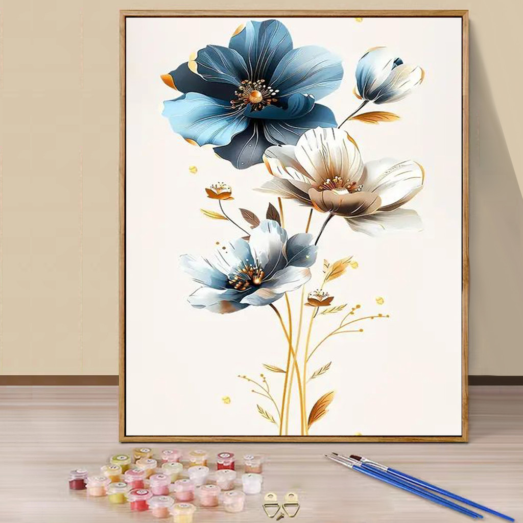 

Paint by Numbers - 40x50cm, Flowers Painting Kits for Beginners on Colored Canvas, Easy DIY Art for Home Decor Gift (No Frame)