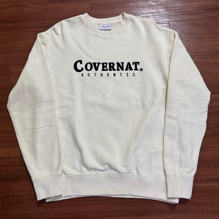 Sweater Crewneck Covernat Putih Susu Big Logo - Size S