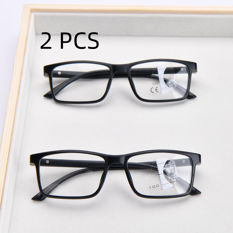 2PCS Suit Bifocal Lenses Progressive Multi-focus Reading Glasses for Men 2023 Anti-blue Light Near F