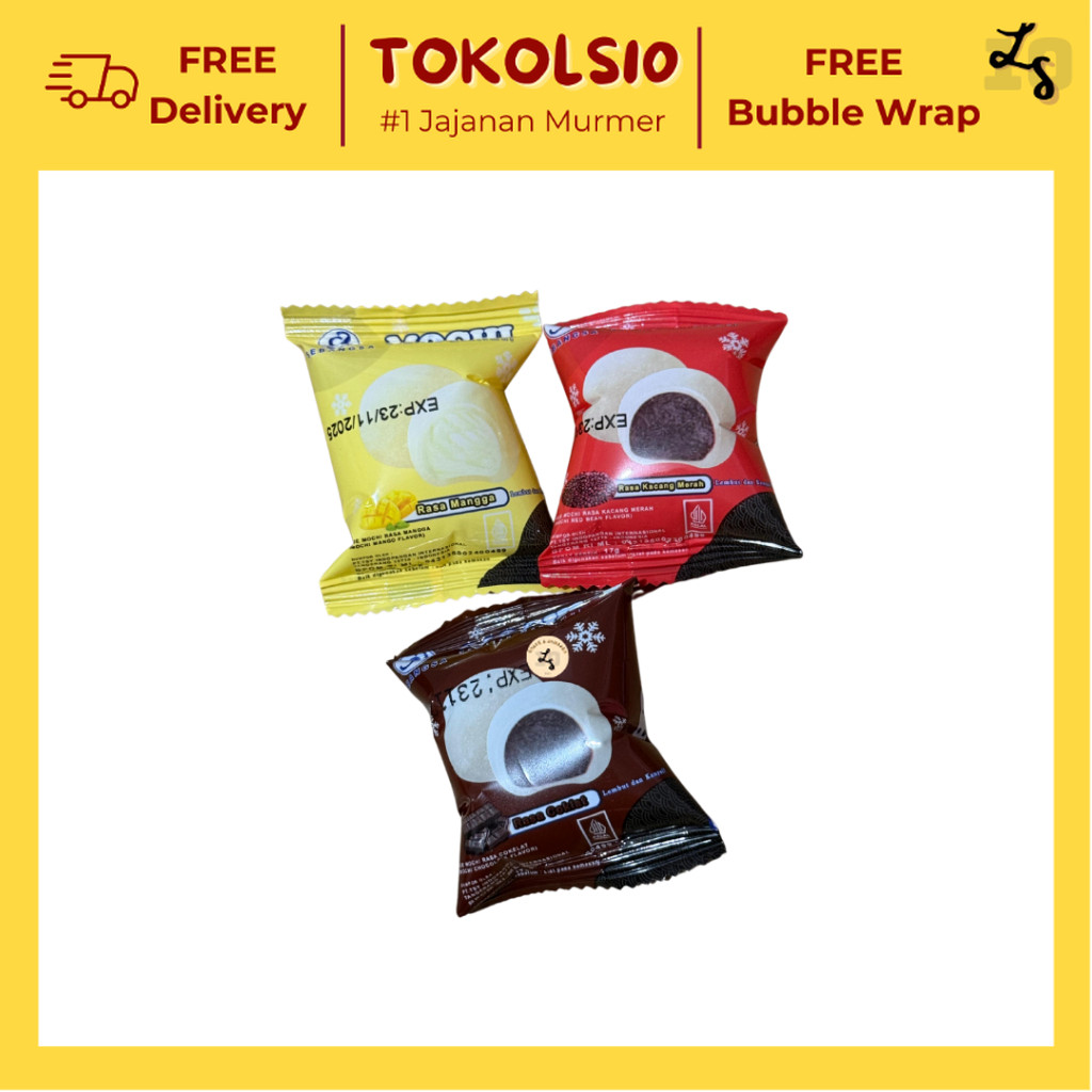 

Kue Mochi Sebangsa Super Kenyal Rasa Cokelat/Mangga/Kacang Merah 17gr