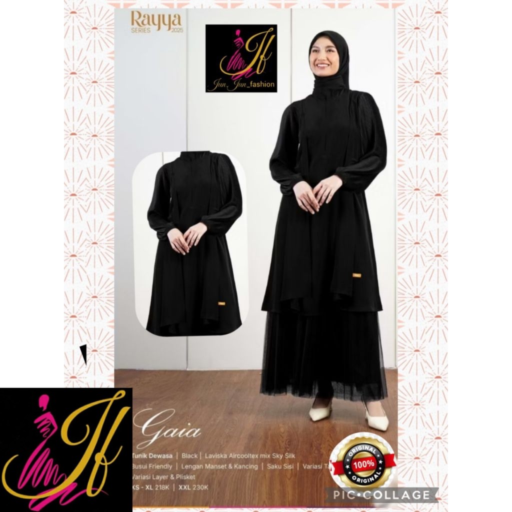 long Tunik/atasa hitam terbaru Bahan atasan santri Gaia Tunik/Nibras