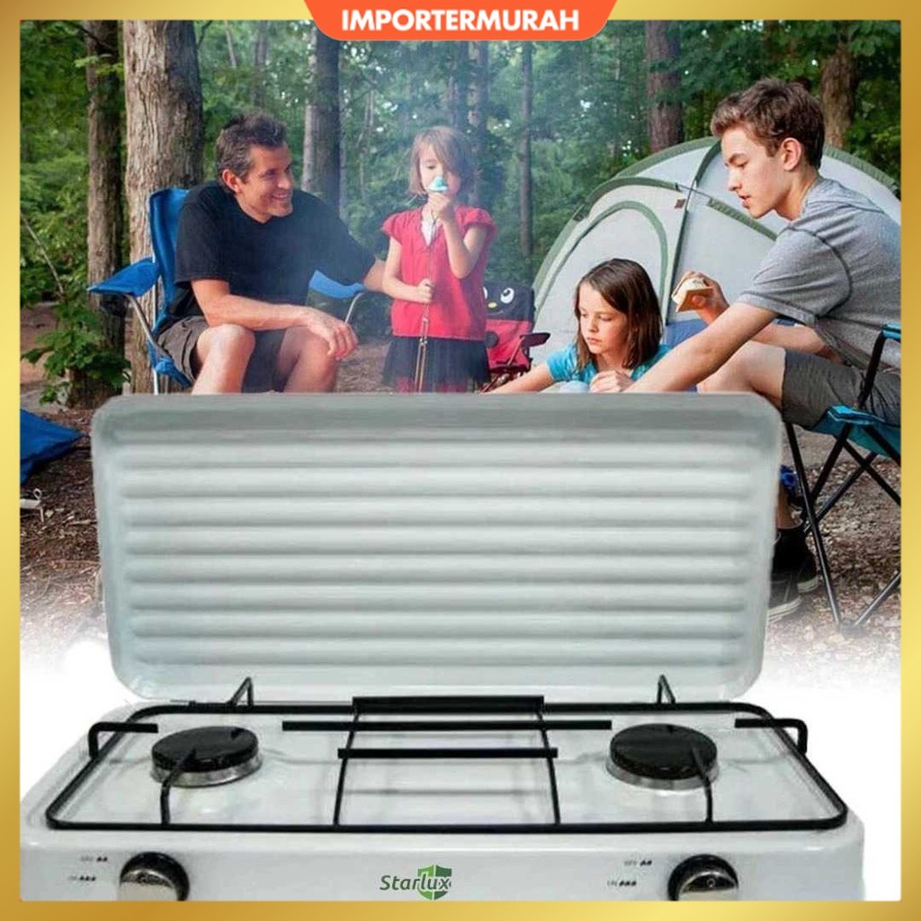 Kompor Gas Portable 2 Tungku Table Top Camping Stove - STARLUX SGS-6002