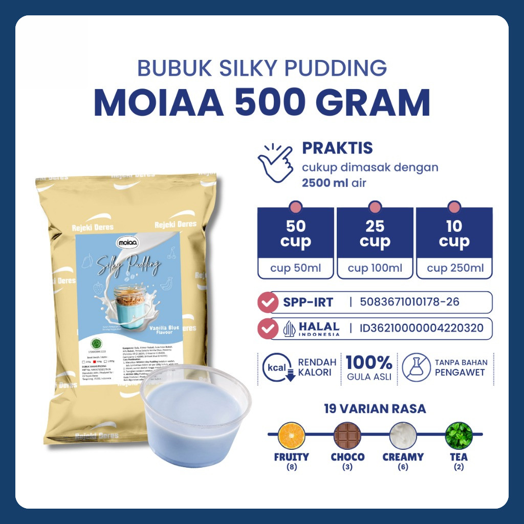 

MOIAA - Puding Silky 500gr | Bubuk Premix Agar Jelly | Pudot | Pudding Susu | Best Seller