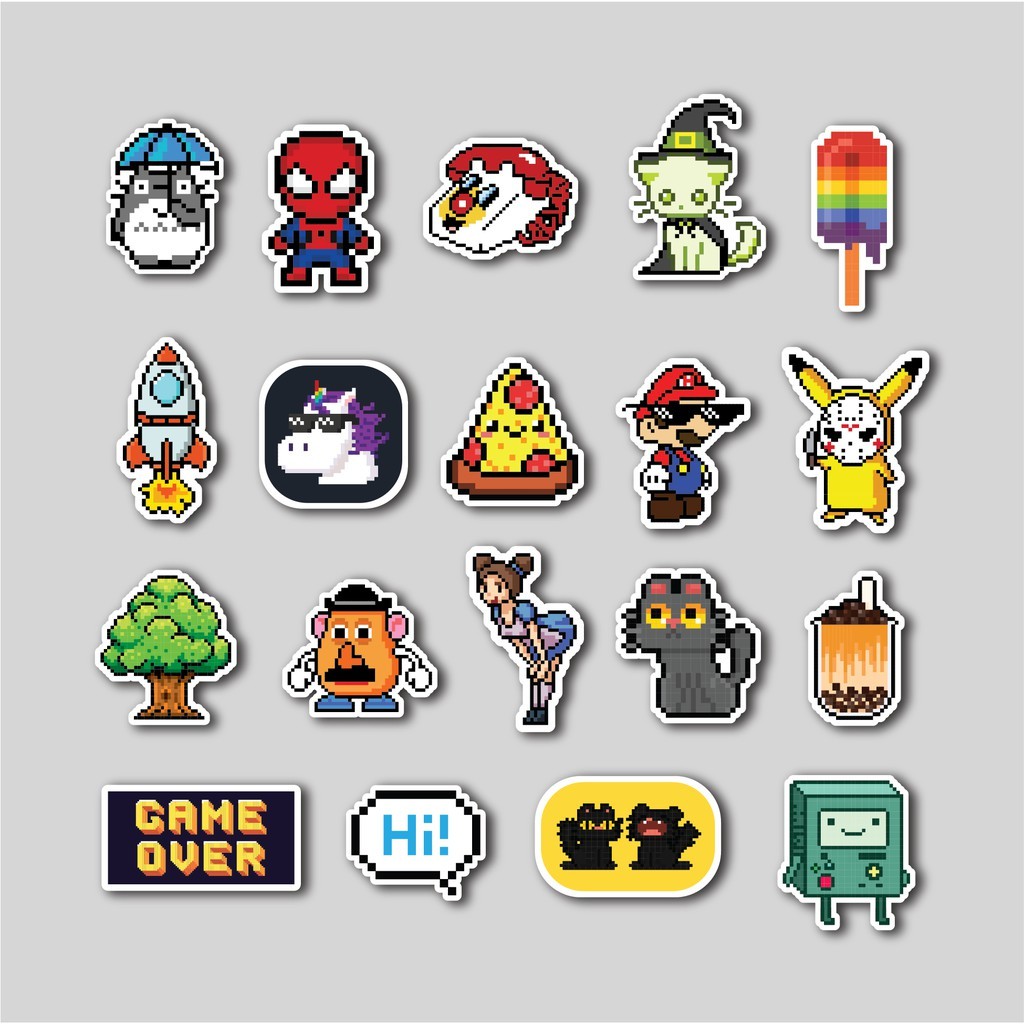 Sticker Pack Pixel Art | Sticker Tumblr | Stiker Laptop Koper Helm