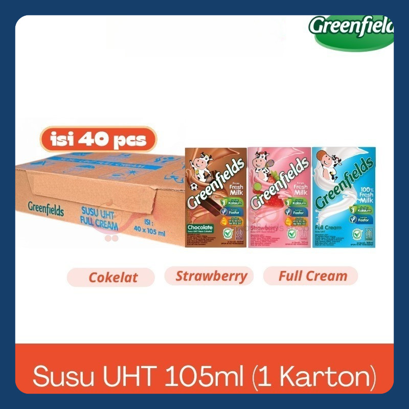 

GREENFIELDS / SUSU UHT COKLAT / STRAWBERRY / FULL CREAM 105ML ( 1DUS ISI 40PCS )