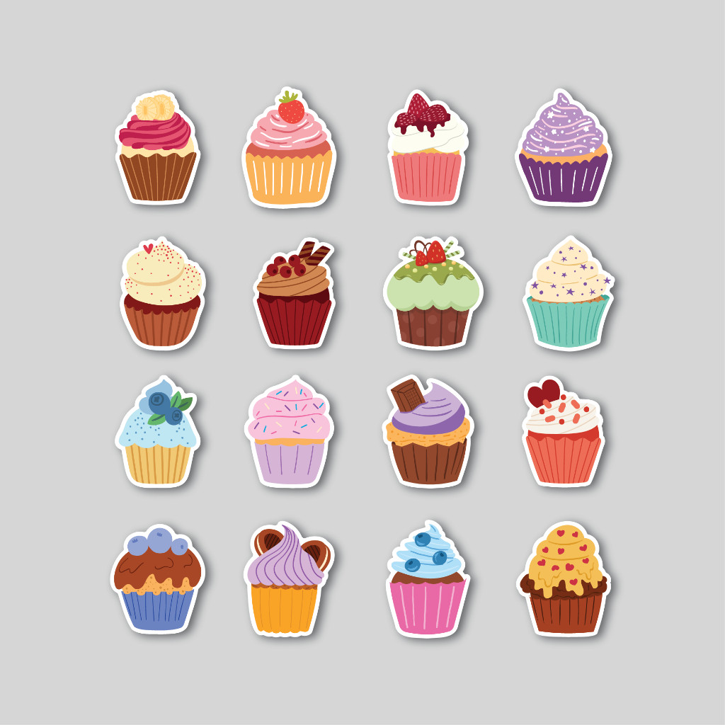 

Sticker Pack Sweet Cupcakes | Sticker Tumblr | Stiker Laptop Koper Helm