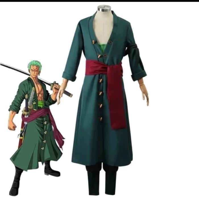 Kostum Cosplay Luffy Zoro One Piece Jubah Luffy Jubah Zoro Jubah One Piece Hijau Size S M L XL XXL X