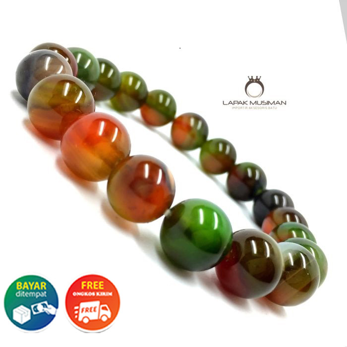 GELANG BATU AKIK EDONG PANCA WARNA NATURAL