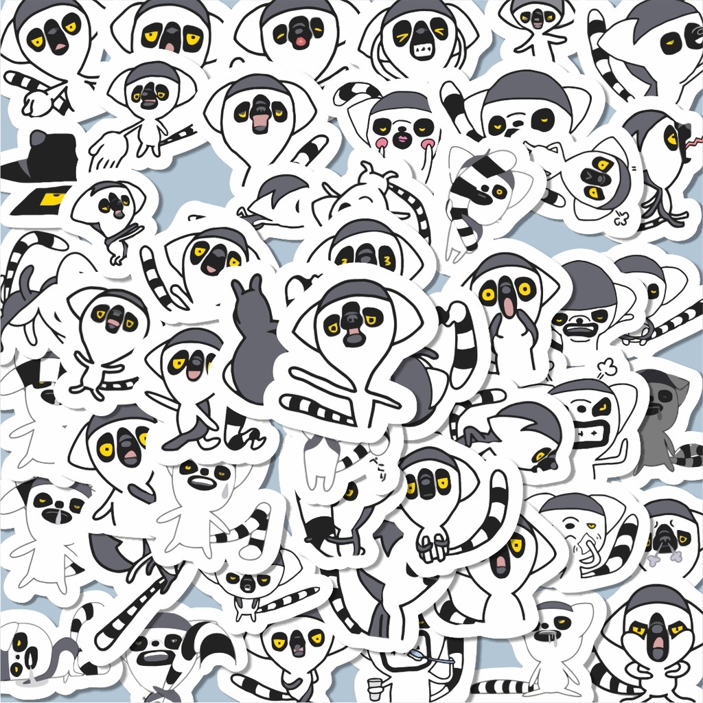 

100PCS Lucu Sticker Hewan Lemur Lucu Anti Air Stikers Berperekat Waterproof Sticker Decal Buat Motor Helm Buku Journal Koper Casing HP Laptop Botol Minum