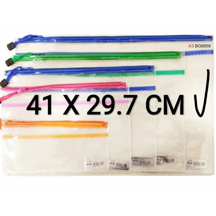 

dompet tempat dokumen map plastik zipper bag A3 - tas topla, 12 pcs