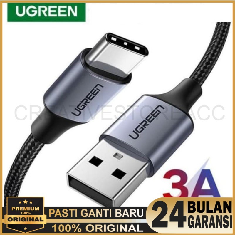 Ugreen Kabel Usb C 3A Nylon Braided Fast Charging Kabel Ugreen Type C 3 Ampere Original