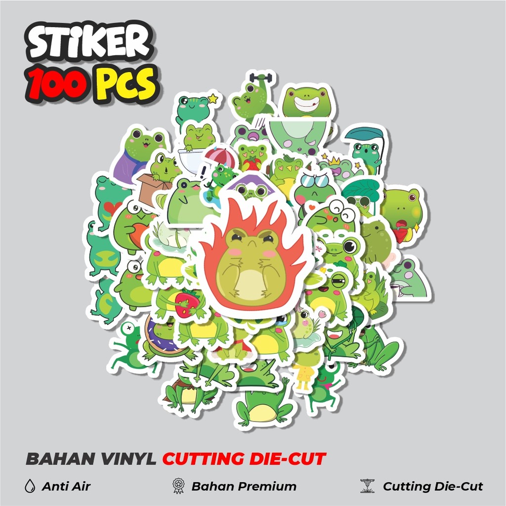 

Terbaru! 50 pcs Sticker Hewan Katak Dekorasi Lucu Kreatif untuk Notebook, Skateboard, HP
